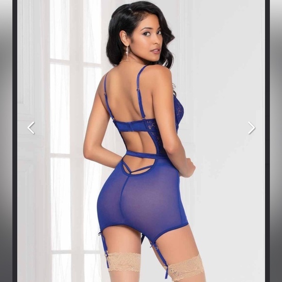 Seven till midnight sexy lingerie garter mesh thong lace chemise cross c… - Picture 3 of 4